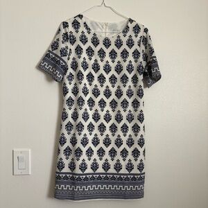 Women’s OVI Venetian Boutique Dress Tunic Cream/Navy Print Size Medium